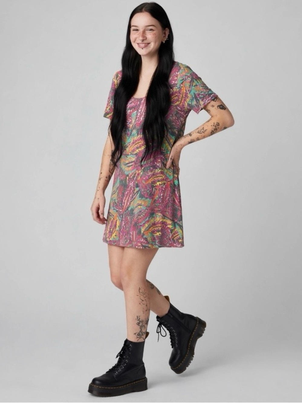 LuLaRoe Multicolor Short Sleeve Swing Dress Size XS